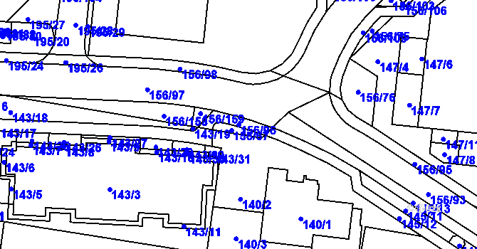 Parcela st. 156/96 v KÚ Sadová, Katastrální mapa