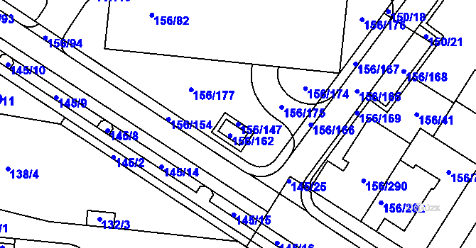 Parcela st. 156/147 v KÚ Sadová, Katastrální mapa