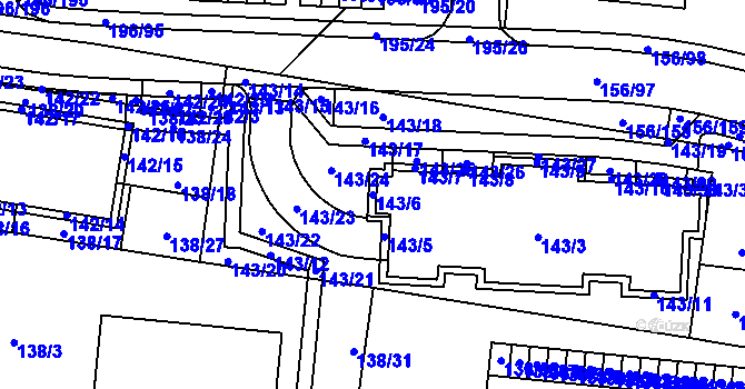 Parcela st. 143/6 v KÚ Sadová, Katastrální mapa
