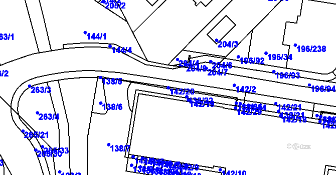 Parcela st. 142/20 v KÚ Sadová, Katastrální mapa