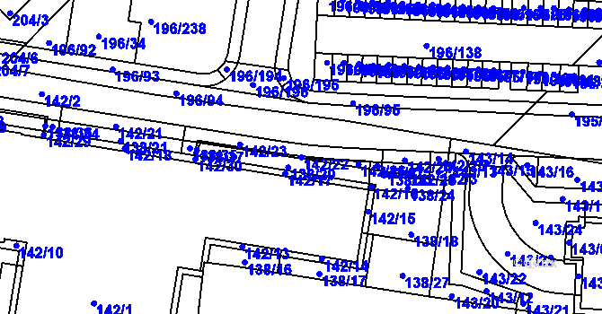 Parcela st. 142/22 v KÚ Sadová, Katastrální mapa
