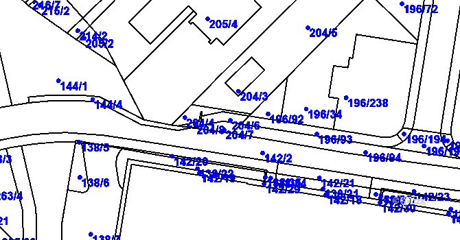 Parcela st. 204/6 v KÚ Sadová, Katastrální mapa