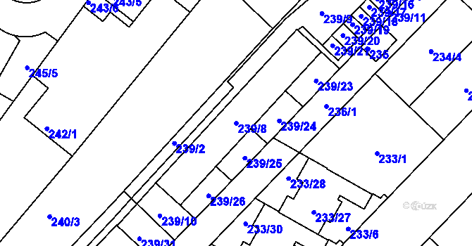 Parcela st. 239/8 v KÚ Sadová, Katastrální mapa