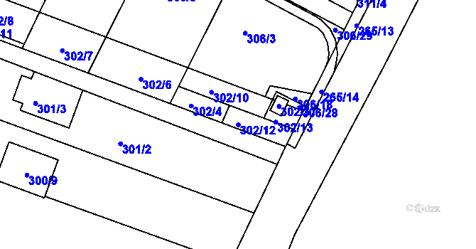 Parcela st. 302/12 v KÚ Sadová, Katastrální mapa