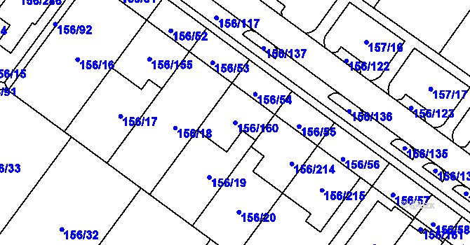 Parcela st. 156/160 v KÚ Sadová, Katastrální mapa