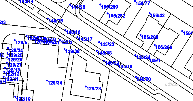 Parcela st. 145/18 v KÚ Sadová, Katastrální mapa