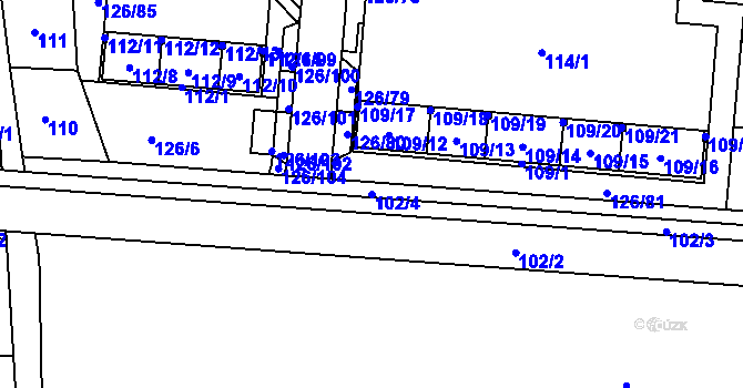 Parcela st. 102/4 v KÚ Sadová, Katastrální mapa