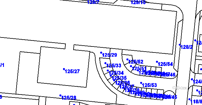 Parcela st. 125/29 v KÚ Sadová, Katastrální mapa