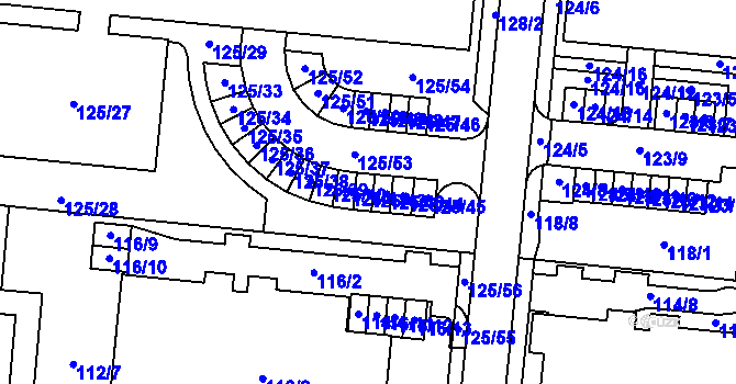 Parcela st. 125/42 v KÚ Sadová, Katastrální mapa