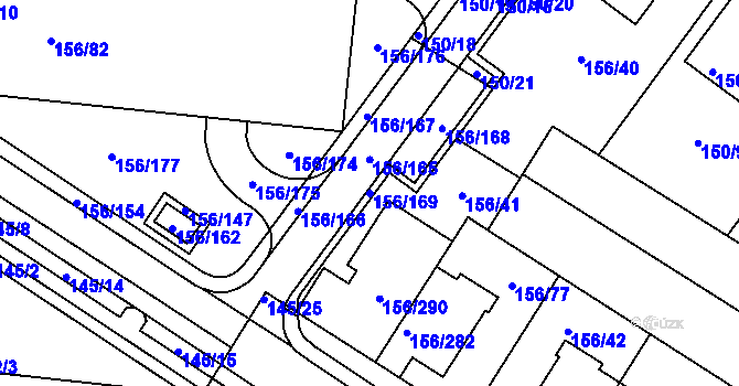 Parcela st. 156/169 v KÚ Sadová, Katastrální mapa