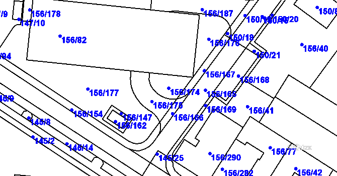 Parcela st. 156/174 v KÚ Sadová, Katastrální mapa