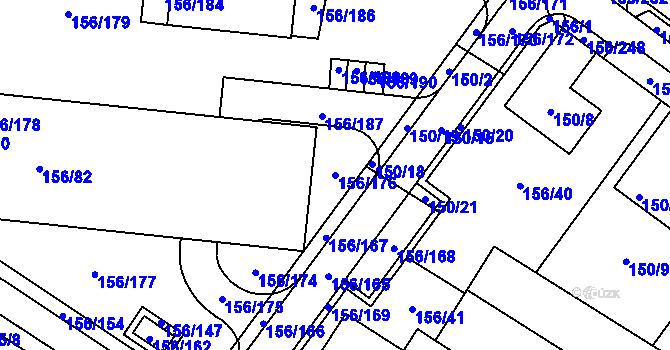 Parcela st. 156/176 v KÚ Sadová, Katastrální mapa