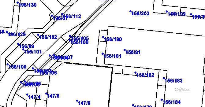 Parcela st. 156/181 v KÚ Sadová, Katastrální mapa