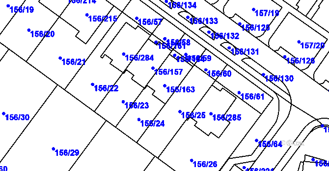 Parcela st. 156/163 v KÚ Sadová, Katastrální mapa