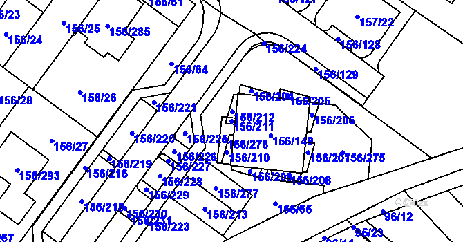 Parcela st. 156/211 v KÚ Sadová, Katastrální mapa