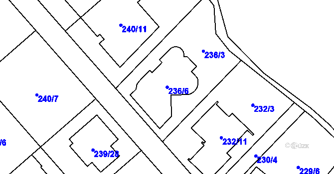 Parcela st. 236/6 v KÚ Sadová, Katastrální mapa
