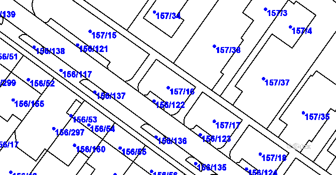Parcela st. 157/16 v KÚ Sadová, Katastrální mapa