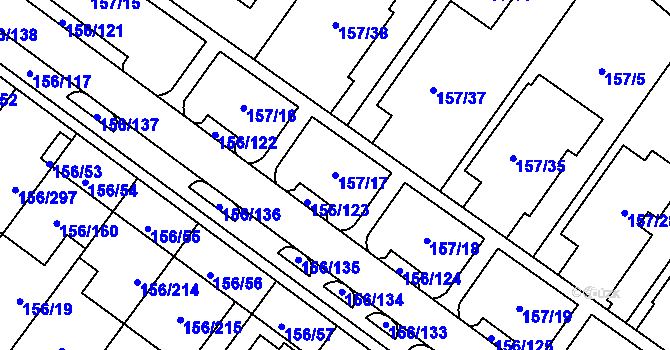 Parcela st. 157/17 v KÚ Sadová, Katastrální mapa