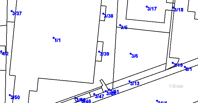 Parcela st. 3/39 v KÚ Sadová, Katastrální mapa