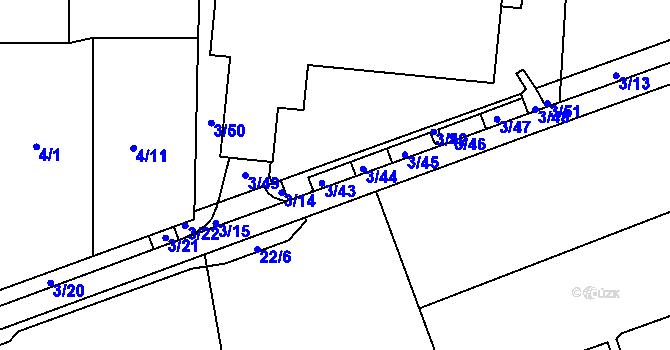Parcela st. 3/43 v KÚ Sadová, Katastrální mapa