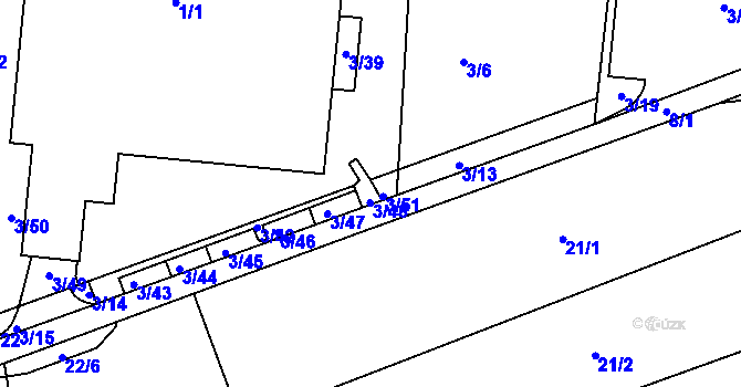 Parcela st. 3/48 v KÚ Sadová, Katastrální mapa