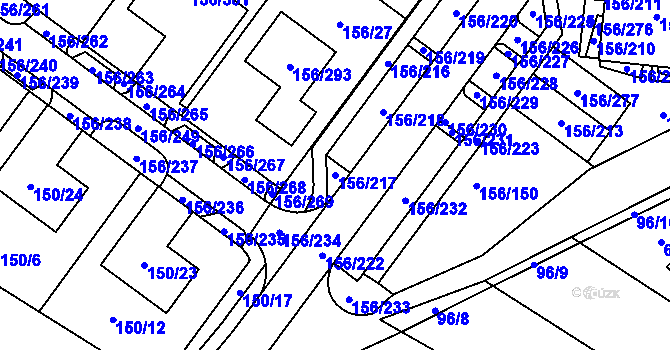 Parcela st. 156/217 v KÚ Sadová, Katastrální mapa