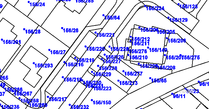 Parcela st. 156/226 v KÚ Sadová, Katastrální mapa