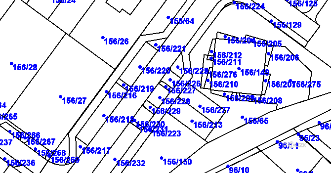 Parcela st. 156/227 v KÚ Sadová, Katastrální mapa