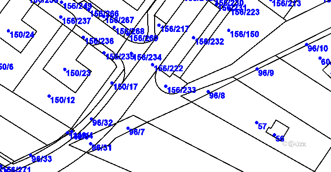 Parcela st. 156/233 v KÚ Sadová, Katastrální mapa