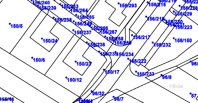 Parcela st. 156/235 v KÚ Sadová, Katastrální mapa