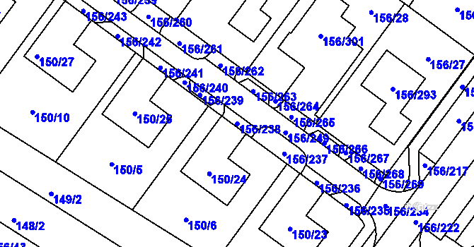 Parcela st. 156/238 v KÚ Sadová, Katastrální mapa
