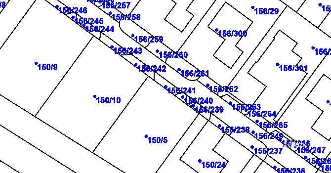 Parcela st. 156/241 v KÚ Sadová, Katastrální mapa