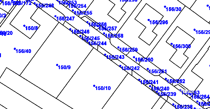 Parcela st. 156/243 v KÚ Sadová, Katastrální mapa