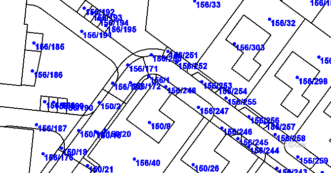 Parcela st. 156/248 v KÚ Sadová, Katastrální mapa