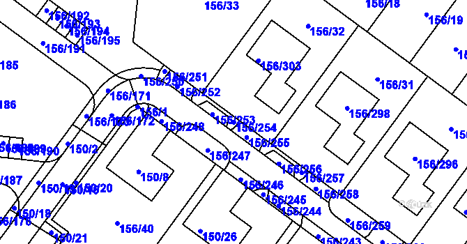 Parcela st. 156/254 v KÚ Sadová, Katastrální mapa