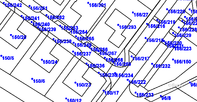 Parcela st. 156/267 v KÚ Sadová, Katastrální mapa