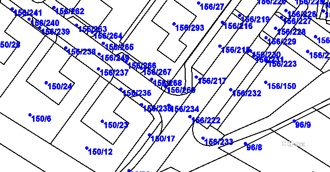 Parcela st. 156/269 v KÚ Sadová, Katastrální mapa