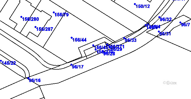 Parcela st. 156/270 v KÚ Sadová, Katastrální mapa
