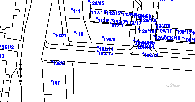 Parcela st. 102/15 v KÚ Sadová, Katastrální mapa