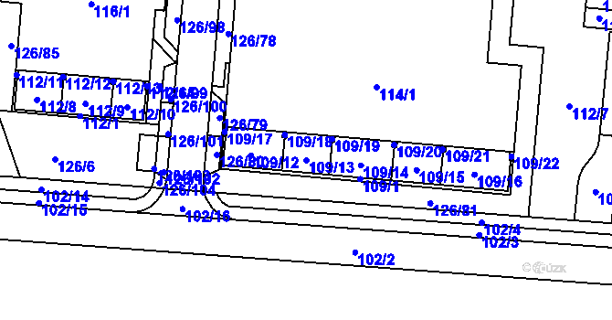 Parcela st. 109/13 v KÚ Sadová, Katastrální mapa
