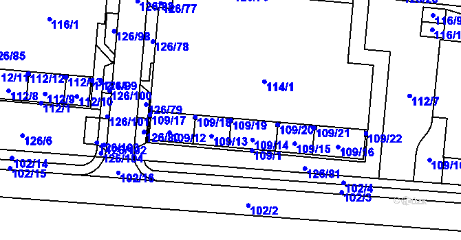 Parcela st. 109/19 v KÚ Sadová, Katastrální mapa