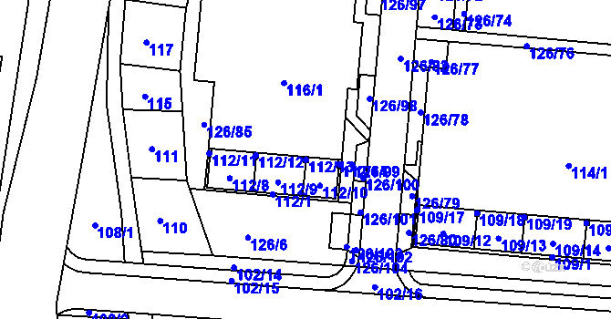 Parcela st. 112/13 v KÚ Sadová, Katastrální mapa