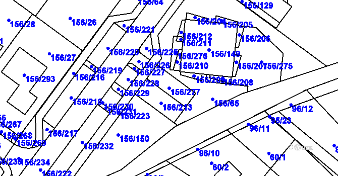 Parcela st. 156/277 v KÚ Sadová, Katastrální mapa