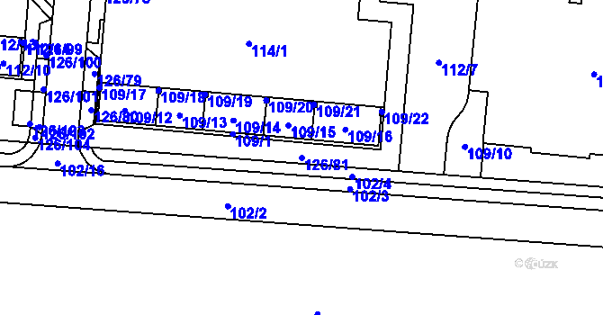 Parcela st. 126/81 v KÚ Sadová, Katastrální mapa
