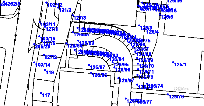 Parcela st. 126/93 v KÚ Sadová, Katastrální mapa