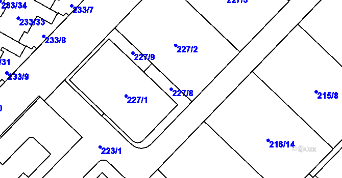 Parcela st. 227/8 v KÚ Sadová, Katastrální mapa