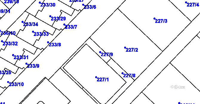 Parcela st. 227/9 v KÚ Sadová, Katastrální mapa
