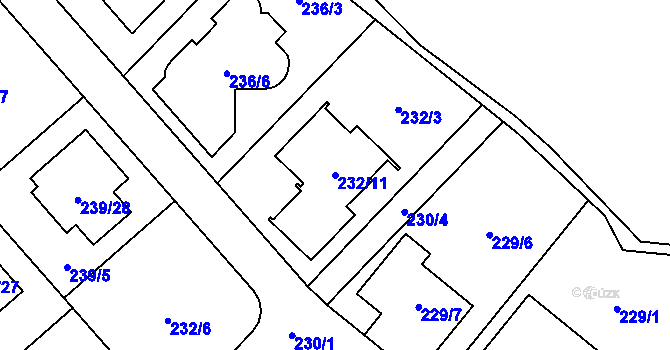Parcela st. 232/11 v KÚ Sadová, Katastrální mapa
