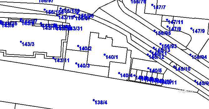 Parcela st. 140/1 v KÚ Sadová, Katastrální mapa
