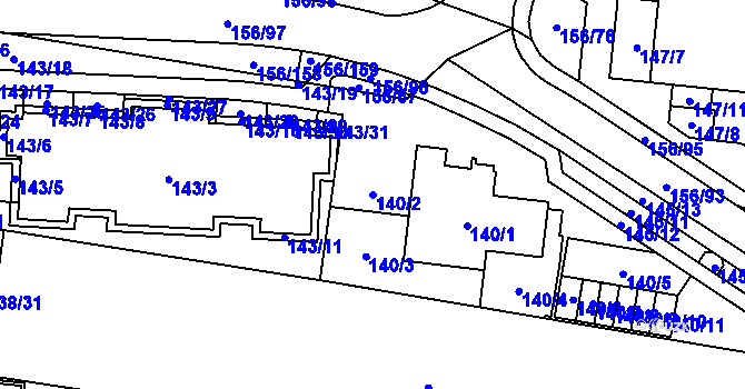 Parcela st. 140/2 v KÚ Sadová, Katastrální mapa